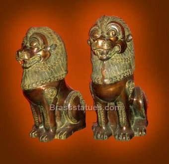 Brass Nepali Lions