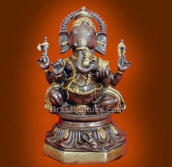 Brass Ganesh double Antique